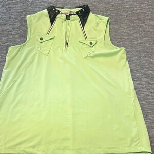 jamie sadock Lime Green Sleeveless Polo Tank with Black Trim